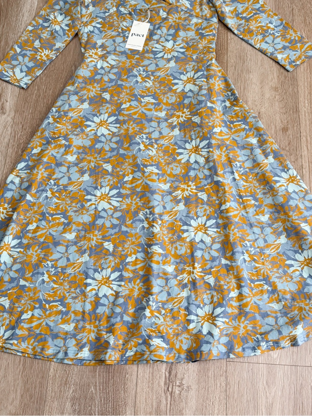NWT Pact Organic Cotton Brushstroke Floral Scarlett Open Back Twist Dress Large - Picture 10 of 15